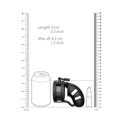 SHOTS - MANCAGE MODEL 18 ADJUSTABLE 3.5 IN. SILICONE BALLSPLITTER COCK CAGE BLACK