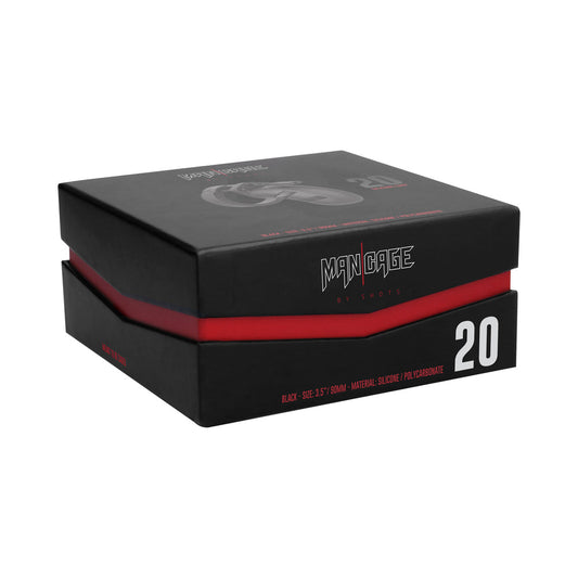 SHOTS MANCAGE MODEL 20 ADJUSTABLE 3.5 IN. SILICONE CHASTITY COCK CAGE BLACK