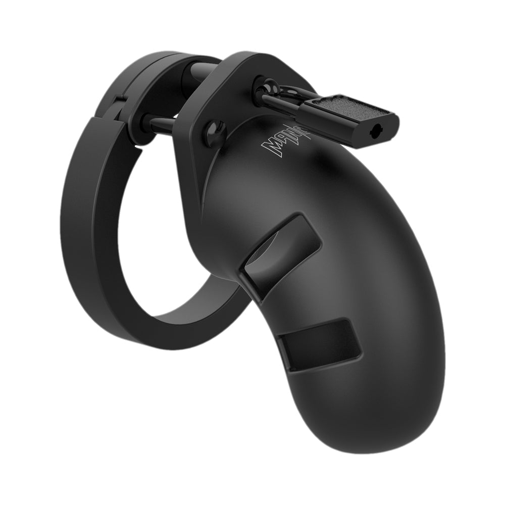 SHOTS MANCAGE MODEL 20 ADJUSTABLE 3.5 IN. SILICONE CHASTITY COCK CAGE BLACK