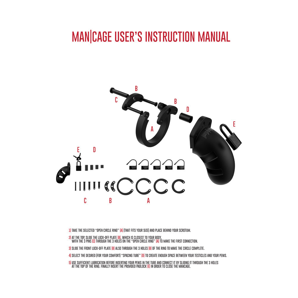 SHOTS MANCAGE MODEL 20 ADJUSTABLE 3.5 IN. SILICONE CHASTITY COCK CAGE BLACK