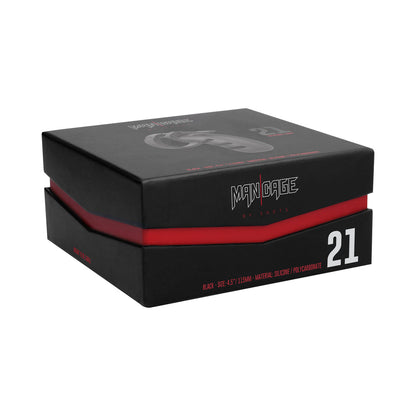 SHOTS - MANCAGE MODEL 21 ADJUSTABLE 4.5 IN. SILICONE CHASTITY COCK CAGE BLACK