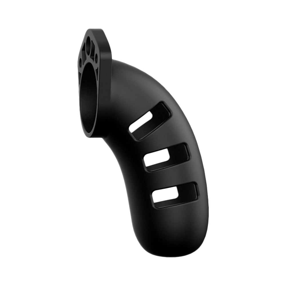 SHOTS MANCAGE MODEL 21 ADJUSTABLE 4.5 IN. SILICONE CHASTITY COCK CAGE BLACK