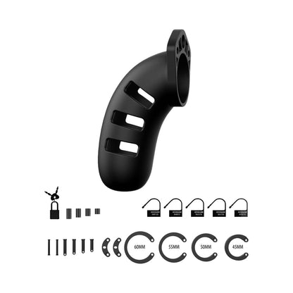 SHOTS - MANCAGE MODEL 21 ADJUSTABLE 4.5 IN. SILICONE CHASTITY COCK CAGE BLACK