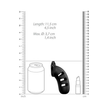 SHOTS - MANCAGE MODEL 21 ADJUSTABLE 4.5 IN. SILICONE CHASTITY COCK CAGE BLACK