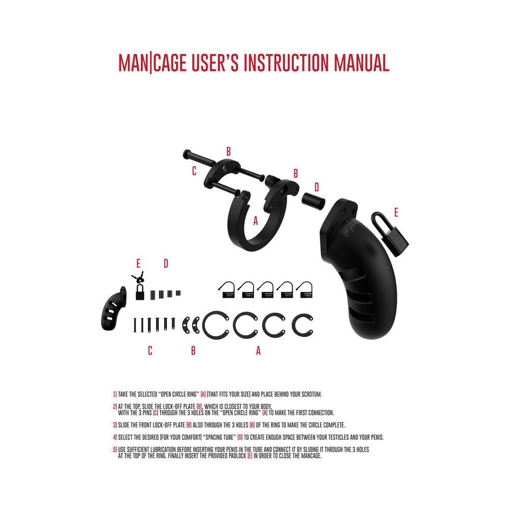 SHOTS - MANCAGE MODEL 21 ADJUSTABLE 4.5 IN. SILICONE CHASTITY COCK CAGE BLACK