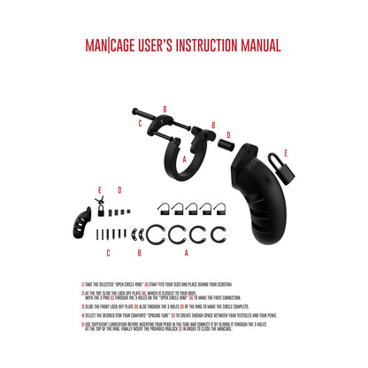 SHOTS MANCAGE MODEL 21 ADJUSTABLE 4.5 IN. SILICONE CHASTITY COCK CAGE BLACK