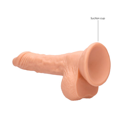 SHOTS - REALROCK REALISTIC 7 IN. DILDO WITH BALLS AND SUCTION CUP BEIGE