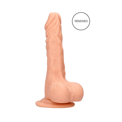 REALROCK REALISTIC 7 IN. DILDO WITH BALLS AND SUCTION CUP BEIGE