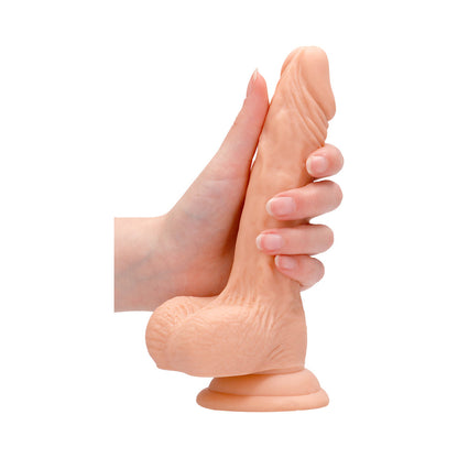 REALROCK REALISTIC 7 IN. DILDO WITH BALLS AND SUCTION CUP BEIGE