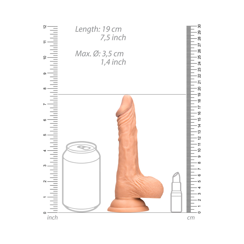 REALROCK REALISTIC 7 IN. DILDO WITH BALLS AND SUCTION CUP BEIGE
