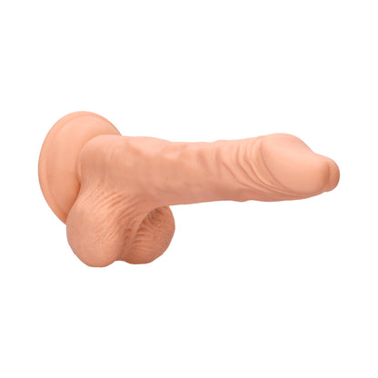 REALROCK REALISTIC 8 IN. DILDO WITH BALLS AND SUCTION CUP BEIGE