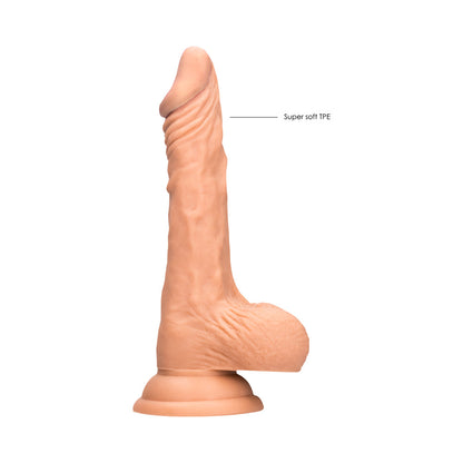 REALROCK REALISTIC 8 IN. DILDO WITH BALLS AND SUCTION CUP BEIGE