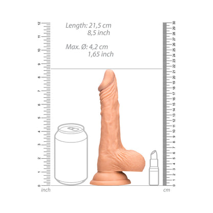 REALROCK REALISTIC 8 IN. DILDO WITH BALLS AND SUCTION CUP BEIGE