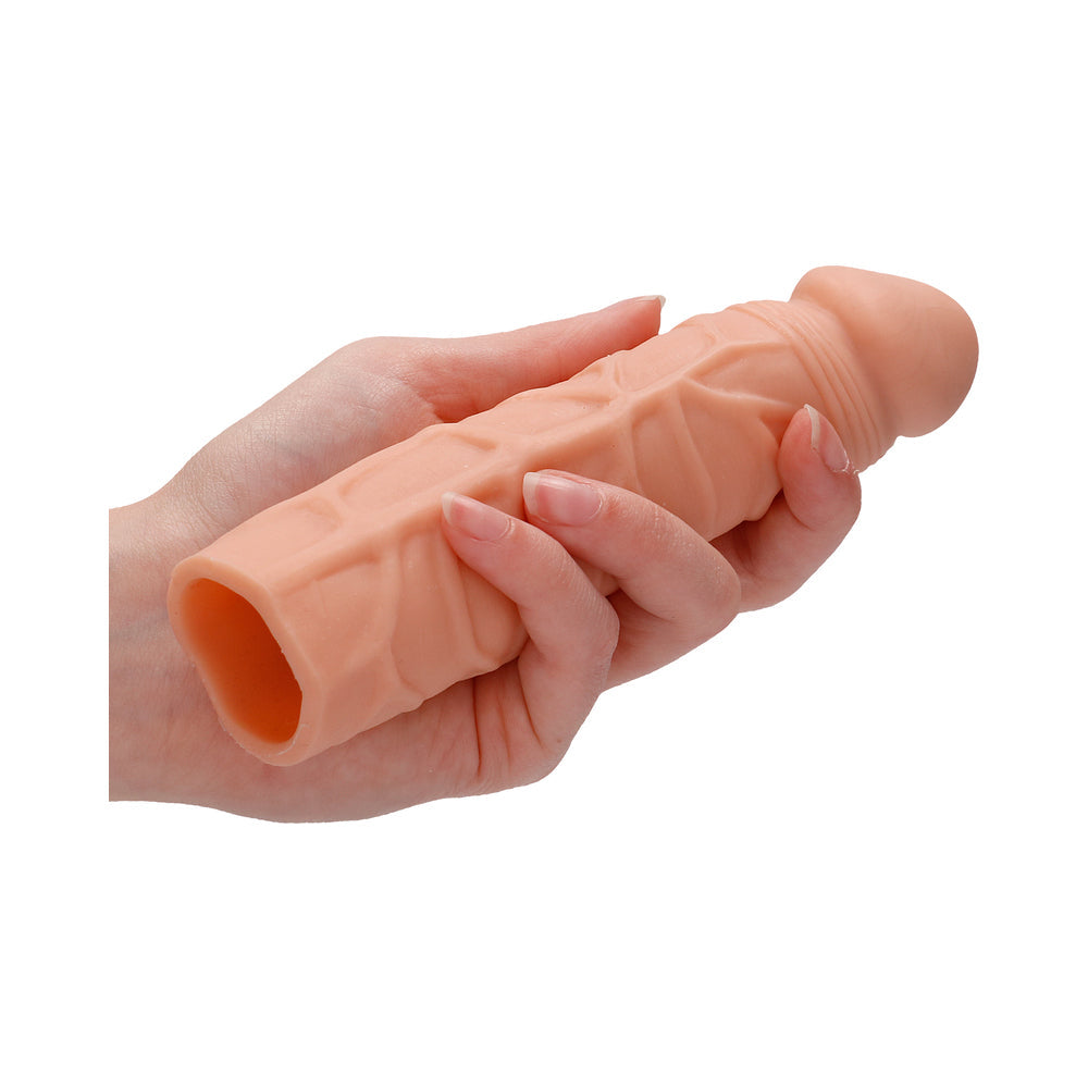 REALROCK REALISTIC VEINY 7 IN. PENIS SLEEVE EXTENDER BEIGE
