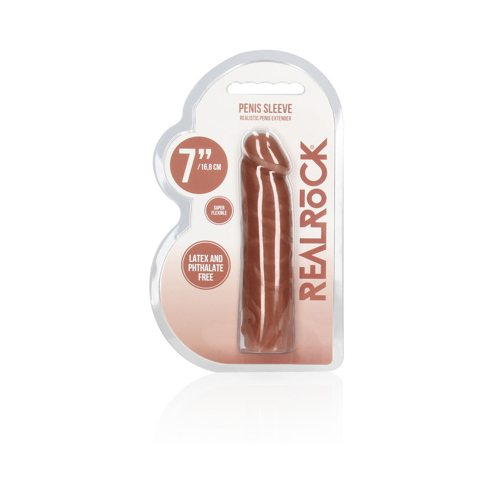 REALROCK REALISTIC VEINY 7 IN. PENIS SLEEVE EXTENDER TAN