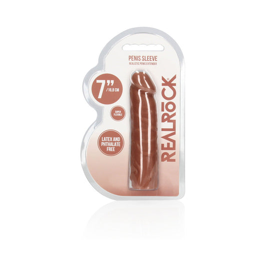 REALROCK REALISTIC VEINY 7 IN. PENIS SLEEVE EXTENDER TAN
