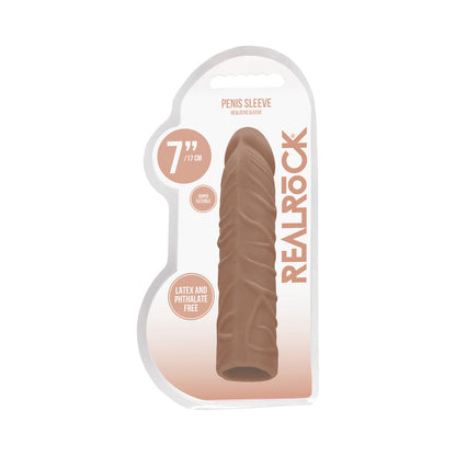 REALROCK REALISTIC VEINY 7 IN. PENIS SLEEVE EXTENDER TAN