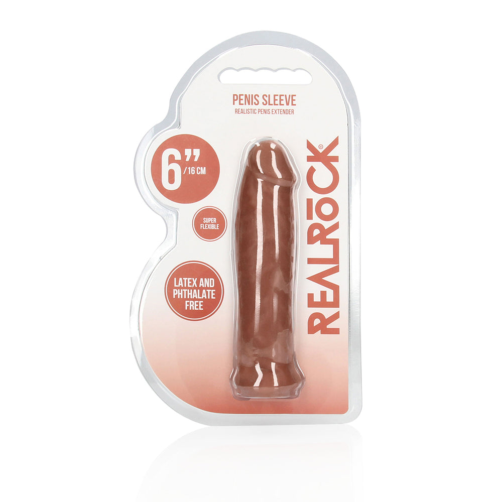 REALROCK REALISTIC 6 IN. PENIS SLEEVE EXTENDER TAN