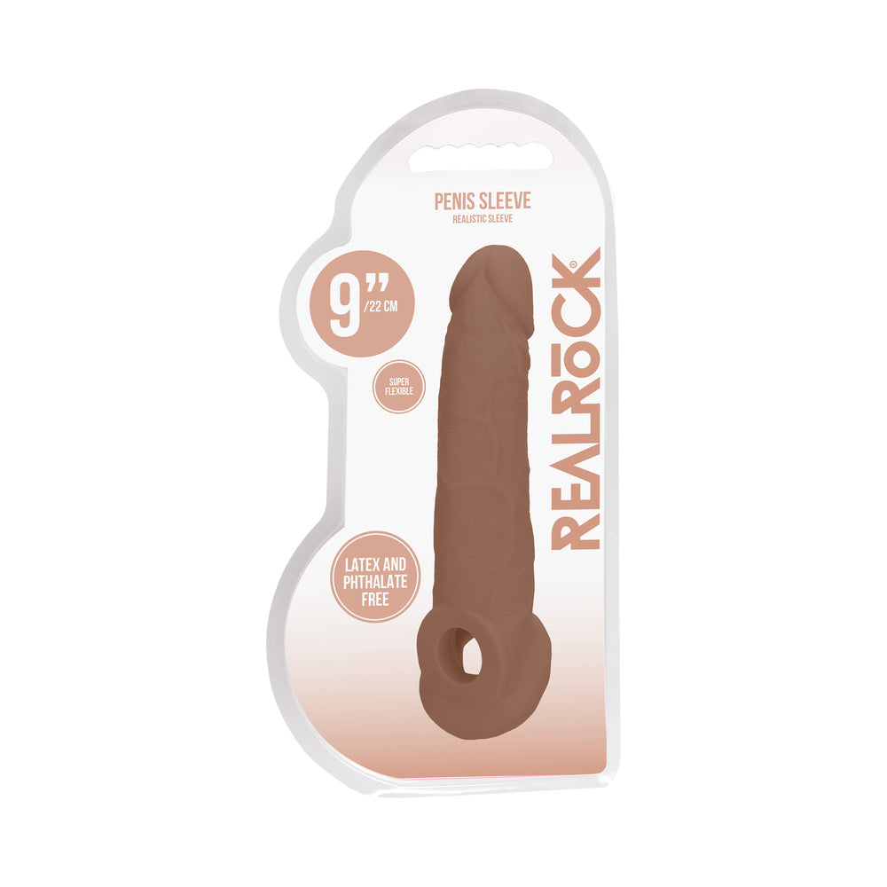 REALROCK REALISTIC 9 IN. PENIS SLEEVE EXTENDER SLING TAN