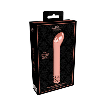 ROYAL GEMS JEWEL RECHARGEABLE CURVED ABS BULLET VIBRATOR ROSE GOLD