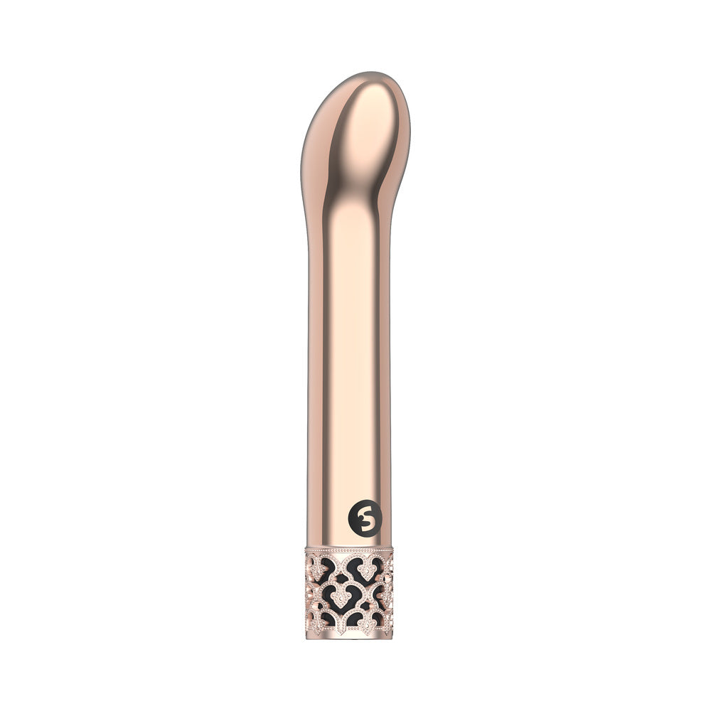 ROYAL GEMS JEWEL RECHARGEABLE CURVED ABS BULLET VIBRATOR ROSE GOLD