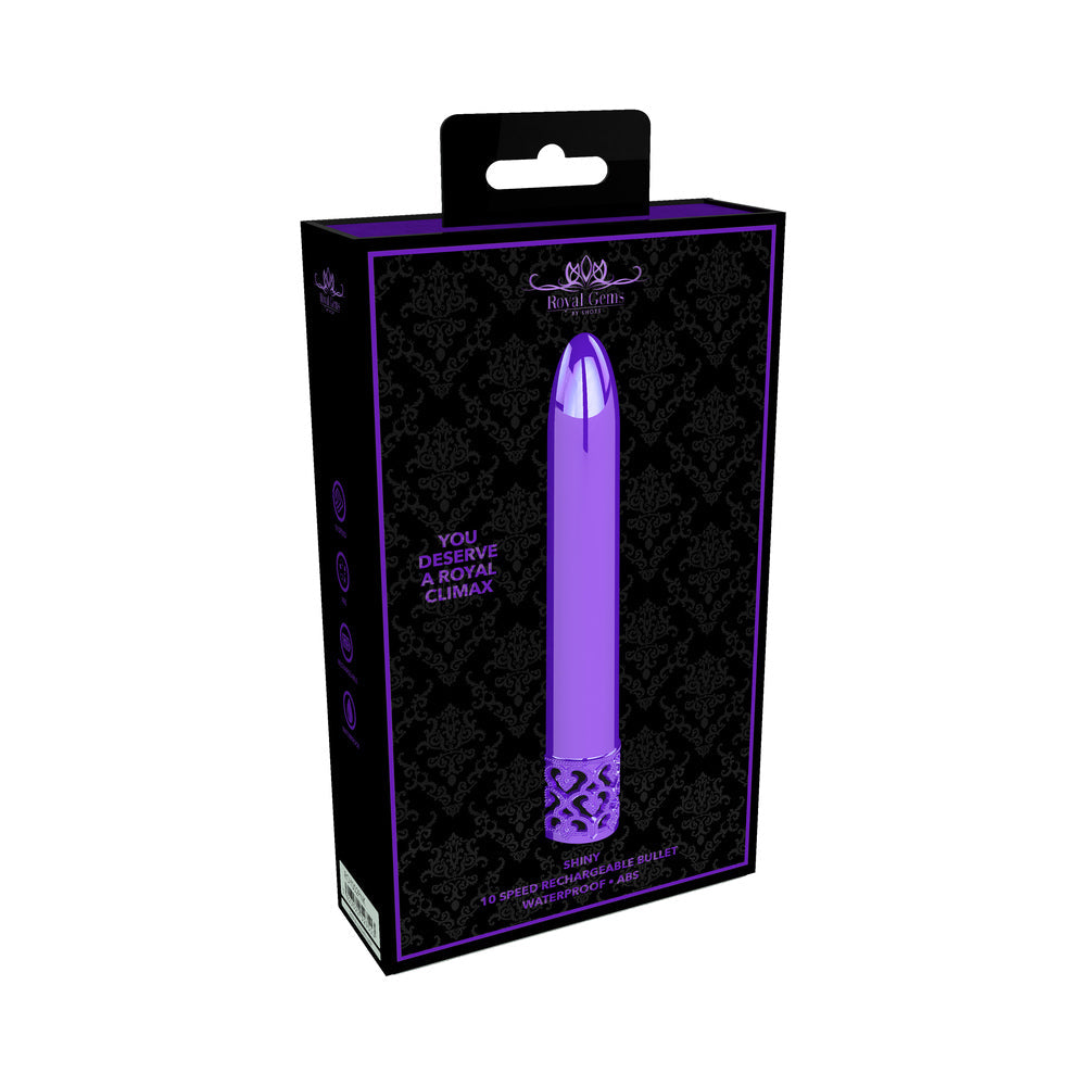 SHOTS - GEMA REAL VIBRADOR BALA BRILLANTE RECARGABLE DE ABS MORADO