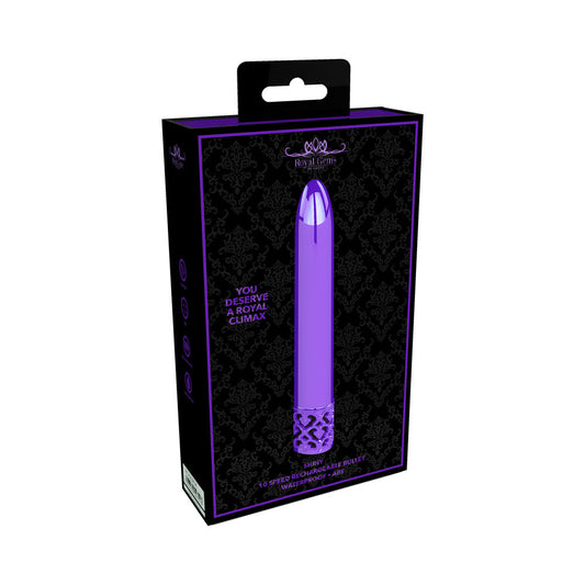 ROYAL GEMS SHINY RECHARGEABLE ABS BULLET VIBRATOR PURPLE