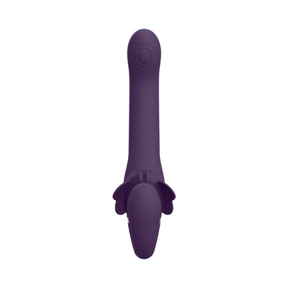 VIVE SATU RECHARGEABLE TRIPLE MOTOR PULSE-WAVE VIBRATING SILICONE STRAPLESS STRAP-ON PURPLE