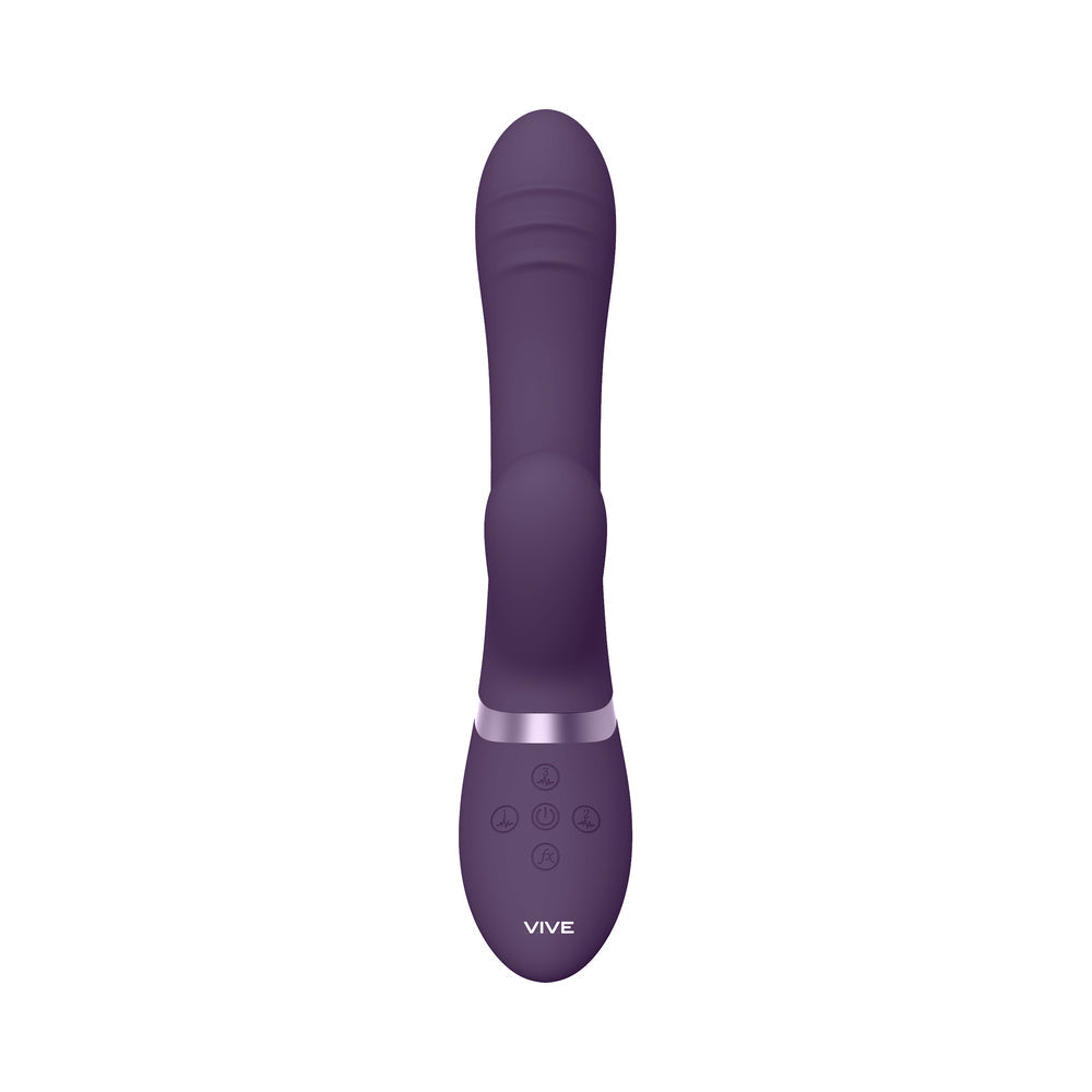 VIVE TANI RECHARGEABLE FINGER MOTION WITH PULSE-WAVE & VIBRATING SILICONE DUAL STIMULATOR PURPLE