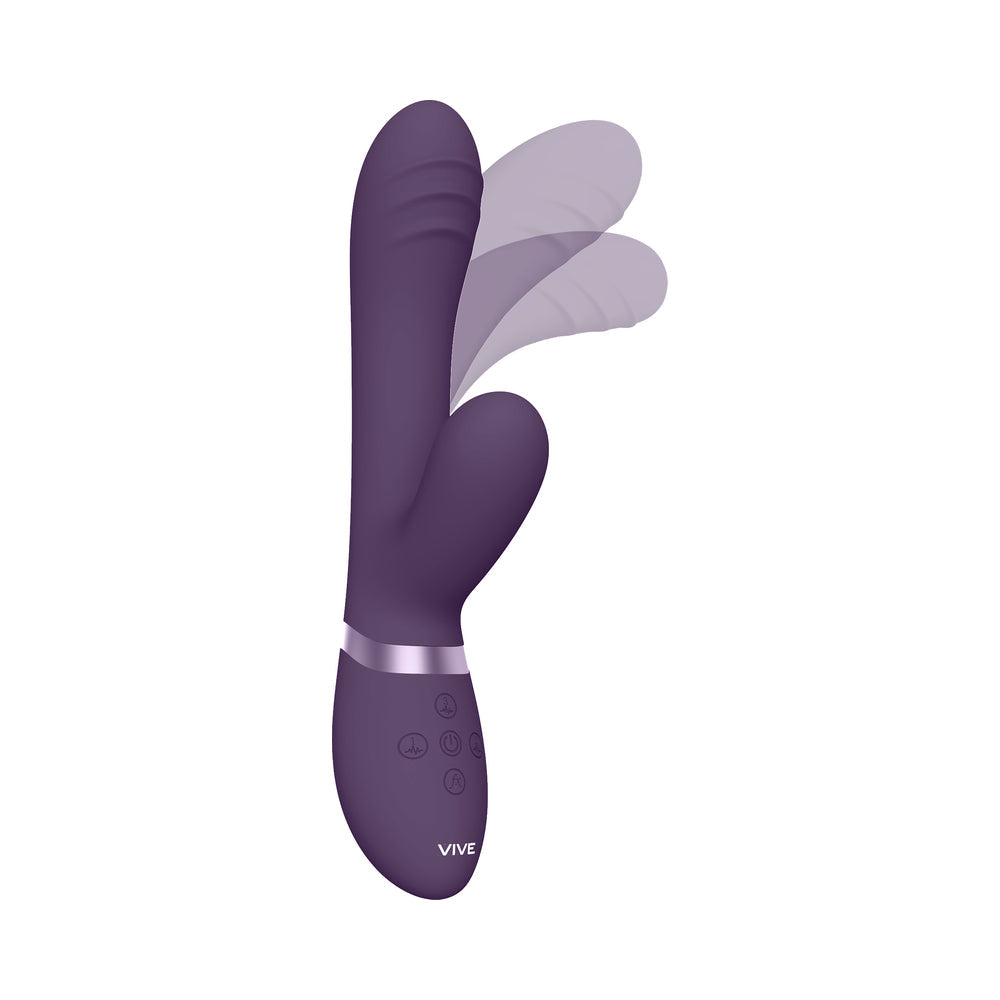 VIVE TANI RECHARGEABLE FINGER MOTION WITH PULSE-WAVE & VIBRATING SILICONE DUAL STIMULATOR PURPLE