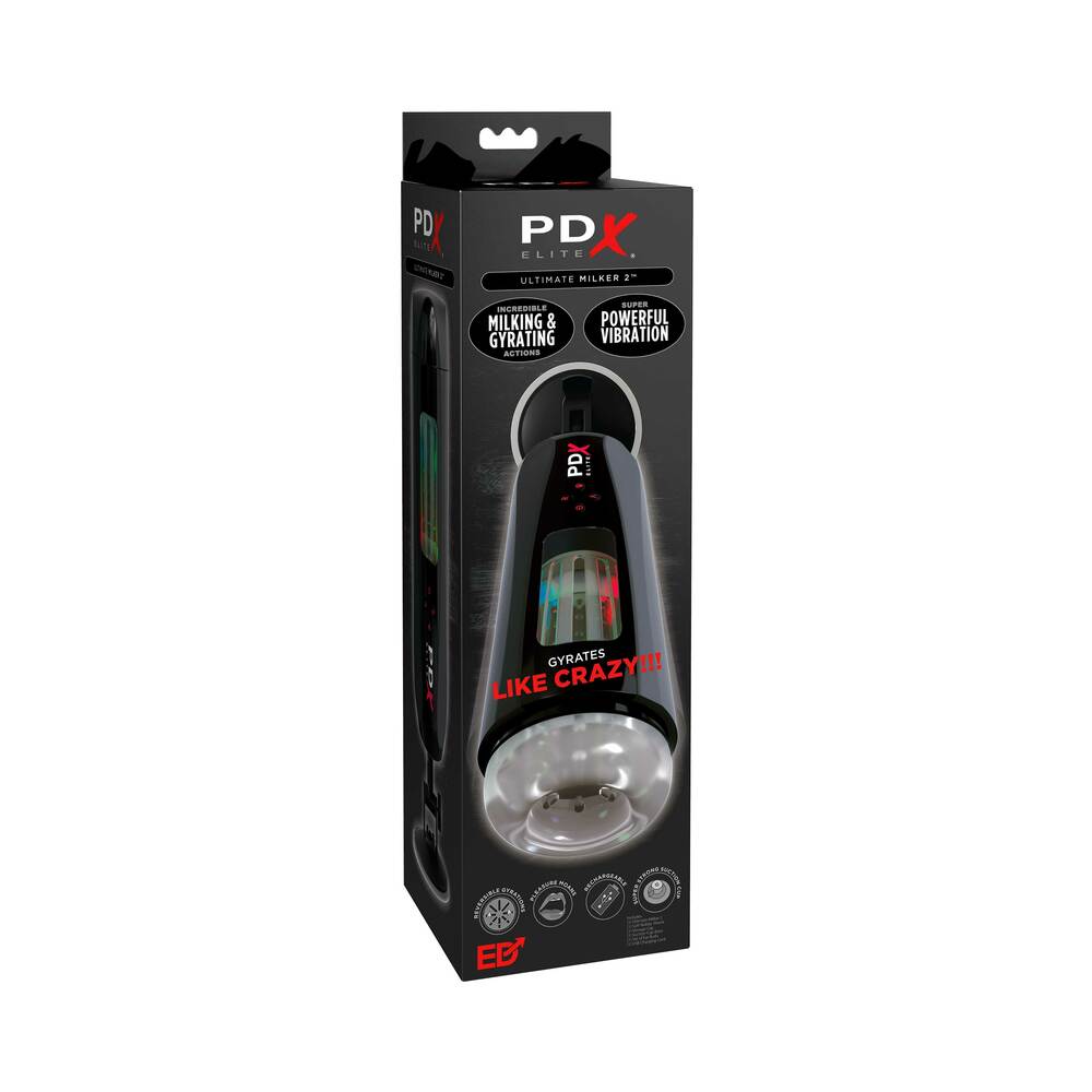 PDX ELITE ULTIMATE MILKER 2 RECHARGEABLE GYRATING SUCTION STROKER WITH HANDS-FREE SUCTION CUP