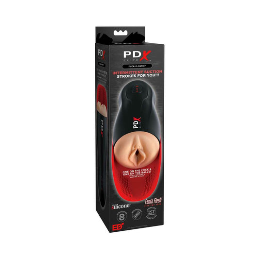 PDX BRANDS - PDX ELITE FUCK-O-MATIC RECHARGEABLE VIBRATING SUCTION STROKER WITH BALL CRADLE