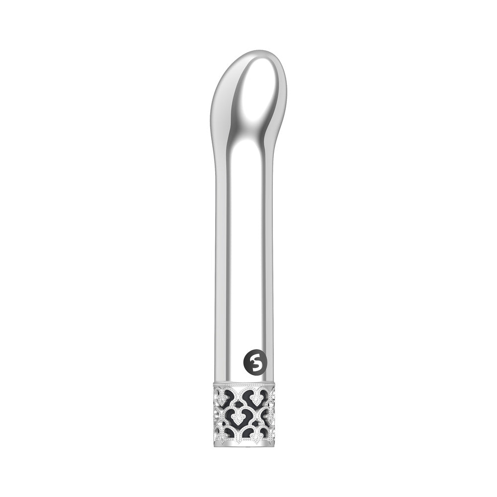 ROYAL GEMS JEWEL RECHARGEABLE 10-SPEED BULLET VIBRATOR SILVER