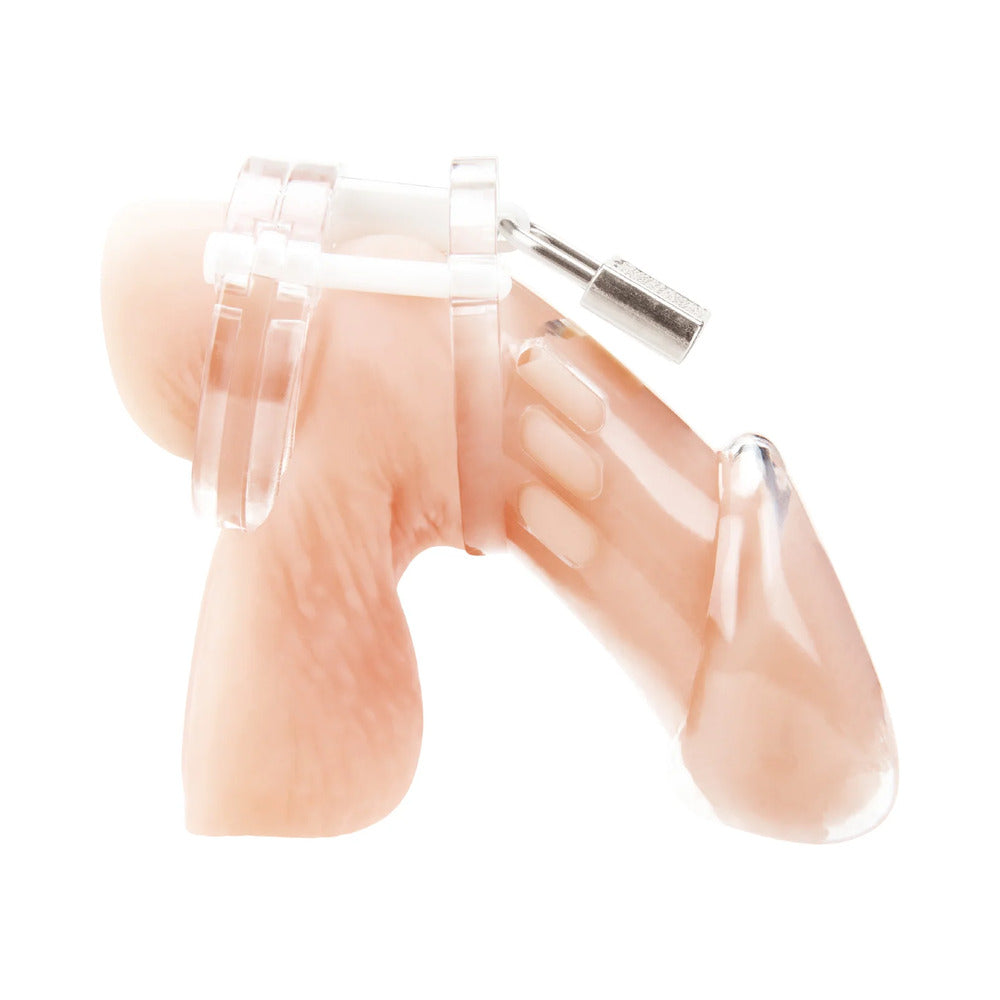 ELECTRIC EEL - BLUE LINE ACRYLIC SEE-THRU CHASTITY COCK CAGE CLEAR