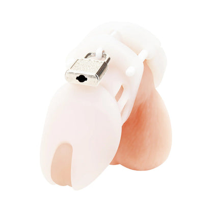 ELECTRIC EEL - BLUE LINE SILICONE CHASTITY COCK CAGE WHITE