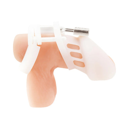 BLUE LINE SILICONE CHASTITY COCK CAGE WHITE