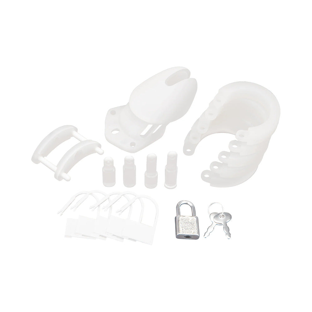 ELECTRIC EEL - BLUE LINE SILICONE CHASTITY COCK CAGE WHITE
