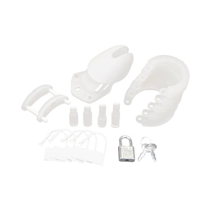 ELECTRIC EEL - BLUE LINE SILICONE CHASTITY COCK CAGE WHITE