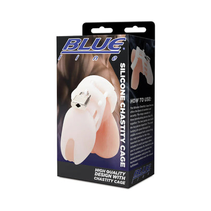 ELECTRIC EEL - BLUE LINE SILICONE CHASTITY COCK CAGE WHITE