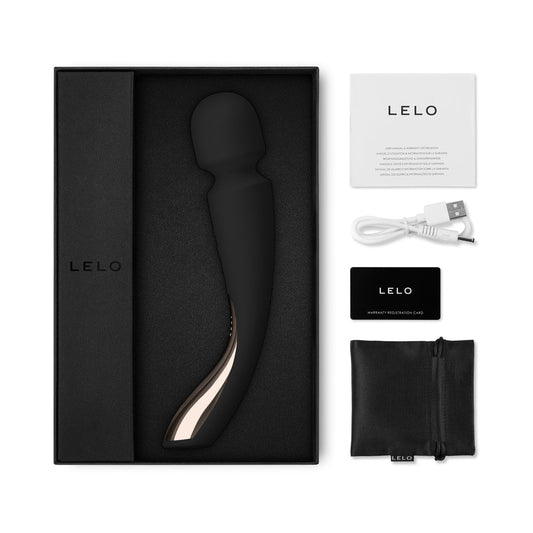 LELO SMART WAND 2 MEDIUM RECHARGEABLE WAND VIBRATOR BLACK