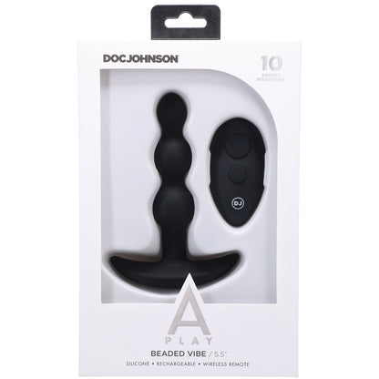 A-PLAY BEADED VIBE RECHARGEABLE SILICONE ANAL PLUG WITH REMOTE BLACK