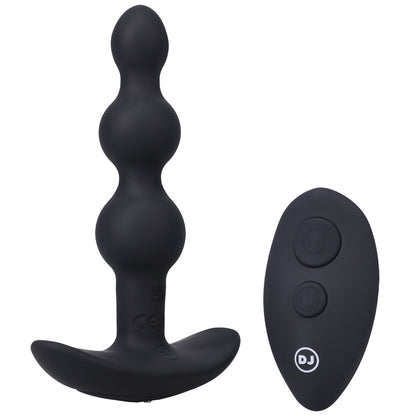 A-PLAY BEADED VIBE RECHARGEABLE SILICONE ANAL PLUG WITH REMOTE BLACK