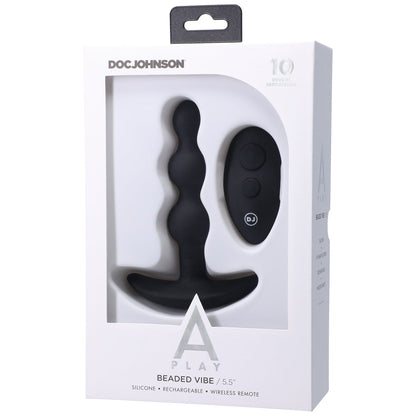 A-PLAY BEADED VIBE RECHARGEABLE SILICONE ANAL PLUG WITH REMOTE BLACK