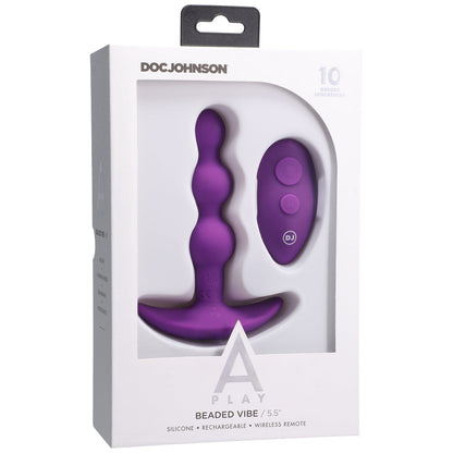 DOC JOHNSON - A-PLAY BEADED VIBE RECHARGEABLE SILICONE ANAL PLUG WITH REMOTE PURPLE