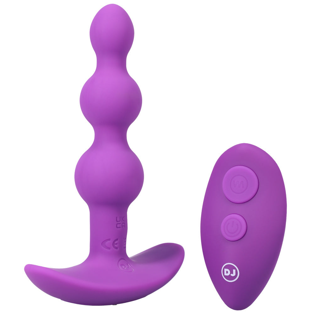 A-PLAY BEADED VIBE RECHARGEABLE SILICONE ANAL PLUG WITH REMOTE PURPLE