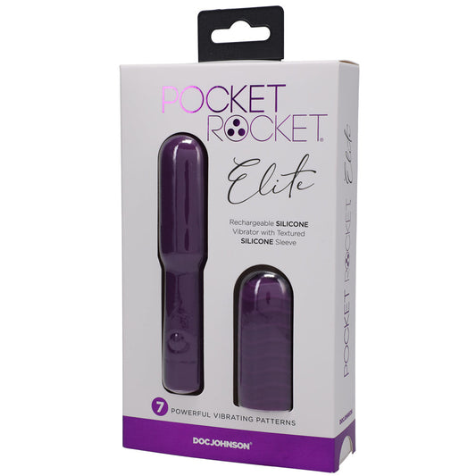 DOC JOHNSON - POCKET ROCKET ELITE RECHARGEABLE BULLET WITH REMOVABLE SLEEVE PURPLE