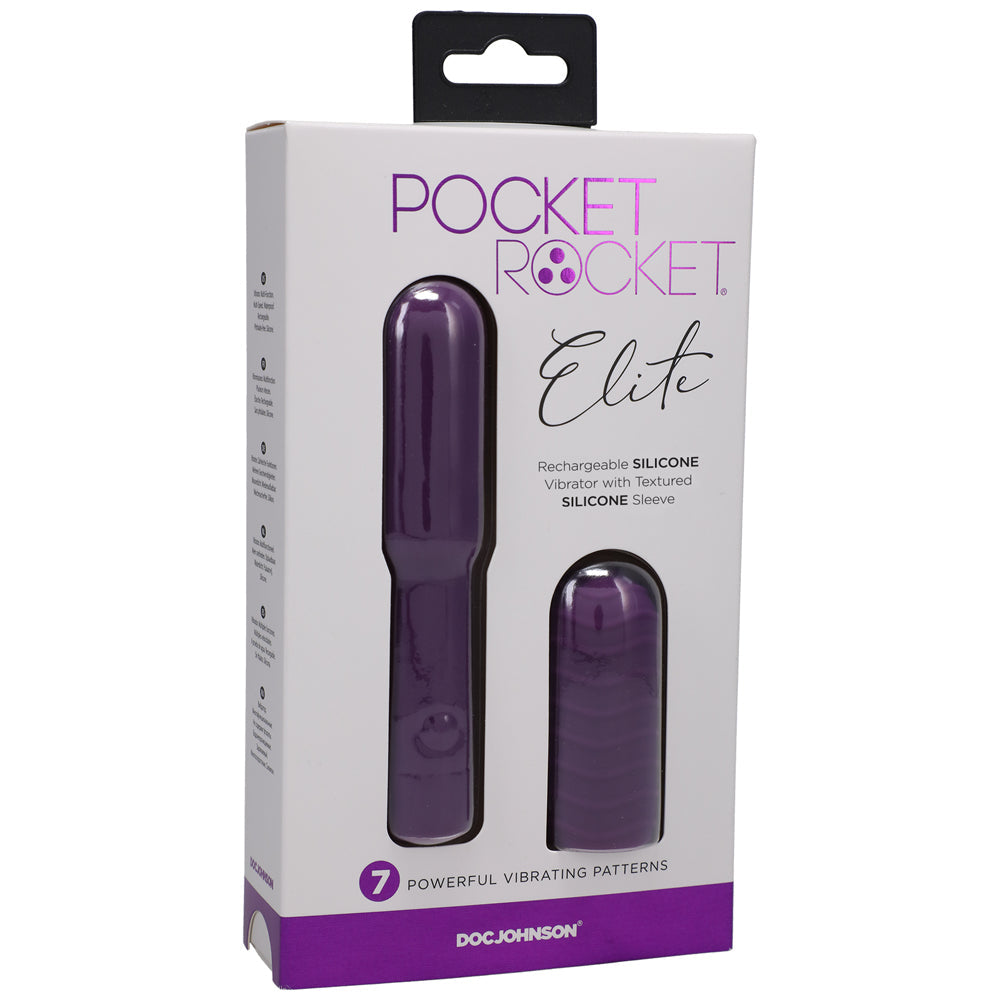DOC JOHNSON - POCKET ROCKET ELITE RECHARGEABLE BULLET WITH REMOVABLE SLEEVE PURPLE