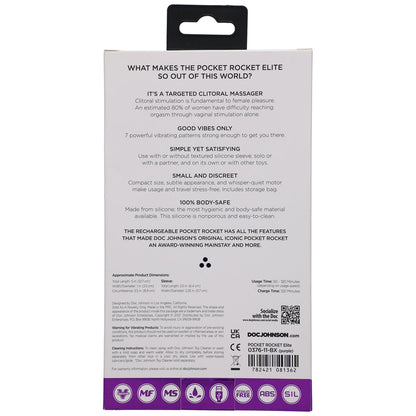 DOC JOHNSON - POCKET ROCKET ELITE RECHARGEABLE BULLET WITH REMOVABLE SLEEVE PURPLE