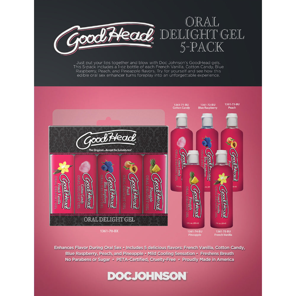 DOC JOHNSON - GOODHEAD ORAL DELIGHT GEL 5-PACK 1 OZ.