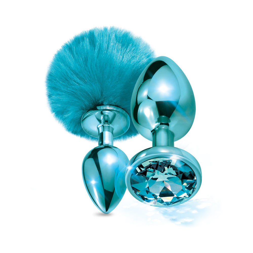 GLOBAL NOVELTIES - NIXIE BUTT PLUG SET POM POM AND JEWEL INLAID METALLIC
